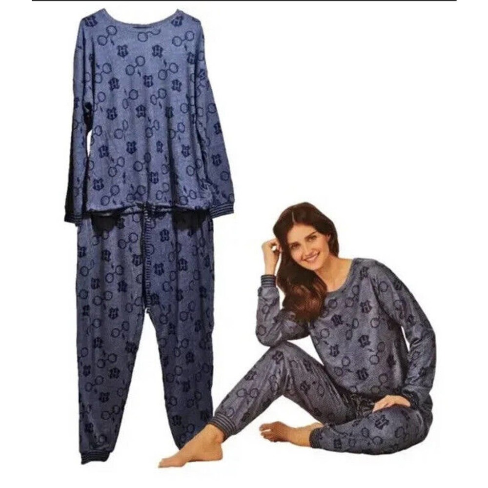 Harry Potter Womens 2 Piece Cozy PJ's Pajama Set Long Sleeve Top Jogger Pants XL